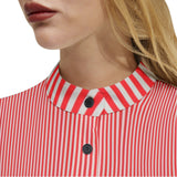 Scarlet Striped Long Sleeve Button Up Casual Shirt Top - Objet D'Art
