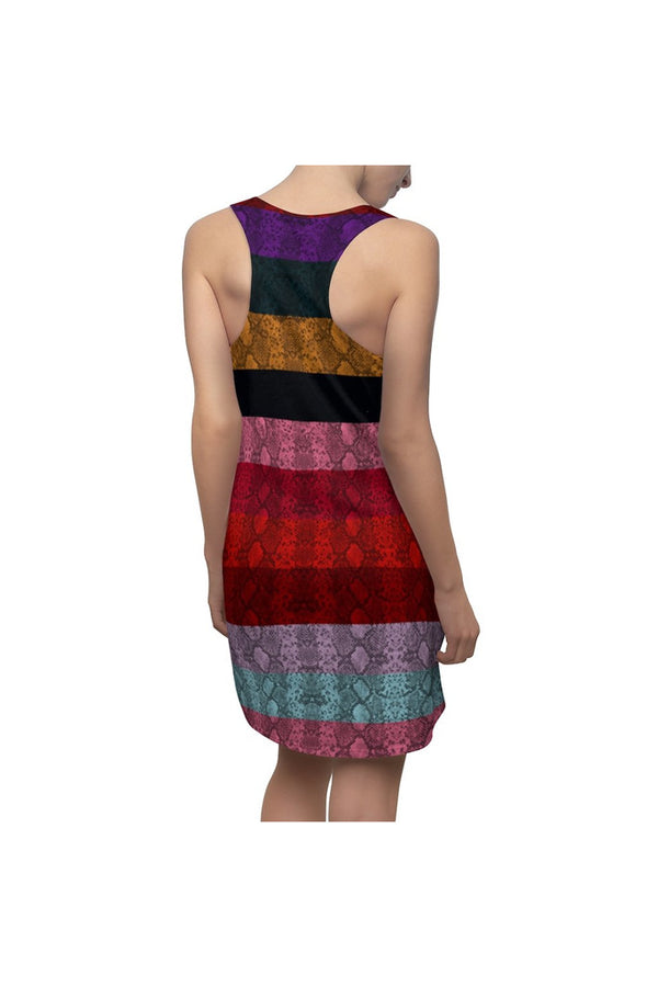 Multicolored Snakeskin Print Women's Racerback Dress - Objet D'Art