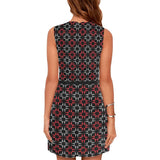 red gray black print 3 Eos Women's Sleeveless Dress (Model D01) - Objet D'Art
