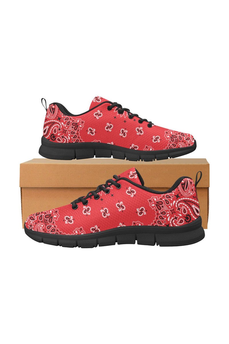 red bandana Women's Breathable Running Shoes (Model 055) - Objet D'Art