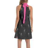 Heart Bones and Cobwebs Tie Back Halter Neck Flared Dress - Objet D'Art