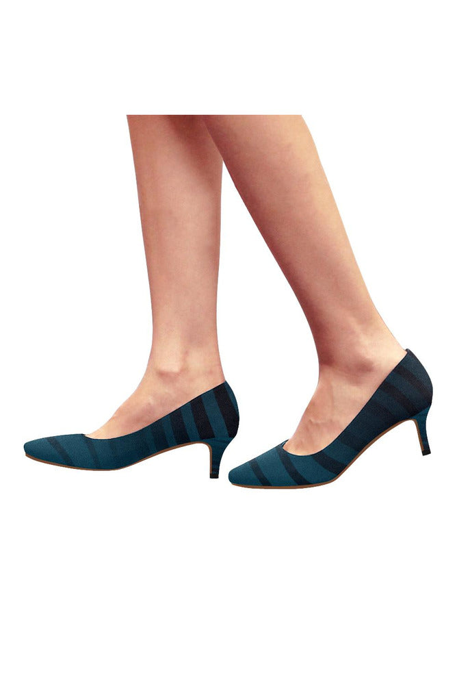 Blue Zebra Women's Pointed Toe Low Heel Pumps (Model 053) - Objet D'Art