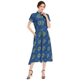 Free Space Drawstring Waist A-line Flared Midi Dress - Objet D'Art