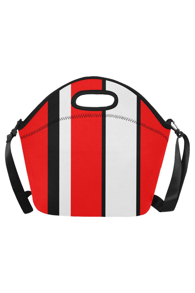 red black white stripe Neoprene Lunch Bag/Large (Model 1669) - Objet D'Art