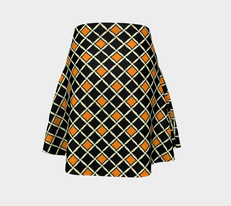 Orange Diamond Flare Skirt - Objet D'Art
