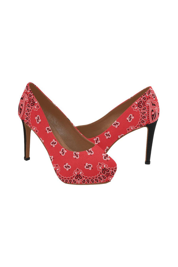 red bandana Women's High Heels (Model 044) - Objet D'Art
