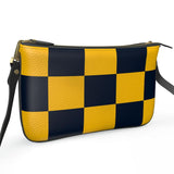 Black & Gold Checkered Pochette Double Zip Bag - Objet D'Art