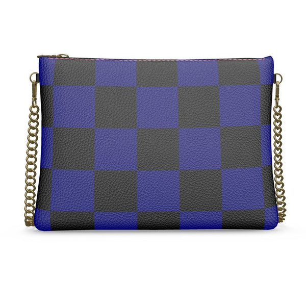 Navy Blue & Black Checkered Crossbody Bag - Objet D'Art