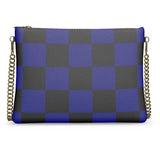 Navy Blue & Black Checkered Crossbody Bag - Objet D'Art