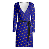 Butterfly Print Wrap Dress - Objet D'Art