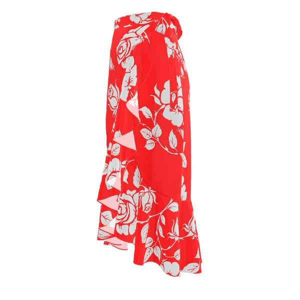 Gainsboro Roses & Scarlet Flounce Skirt - Objet D'Art