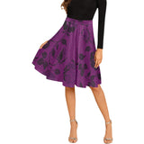 purple rose print 3 Melete Pleated Midi Skirt (Model D15) - Objet D'Art