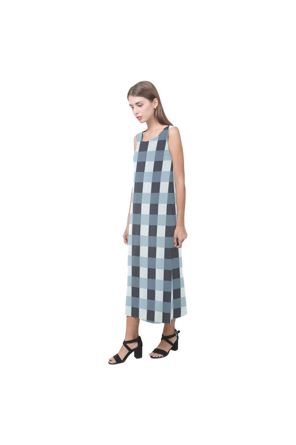 Tartan Turquoise Phaedra Sleeveless Open Fork Long Dress - Objet D'Art