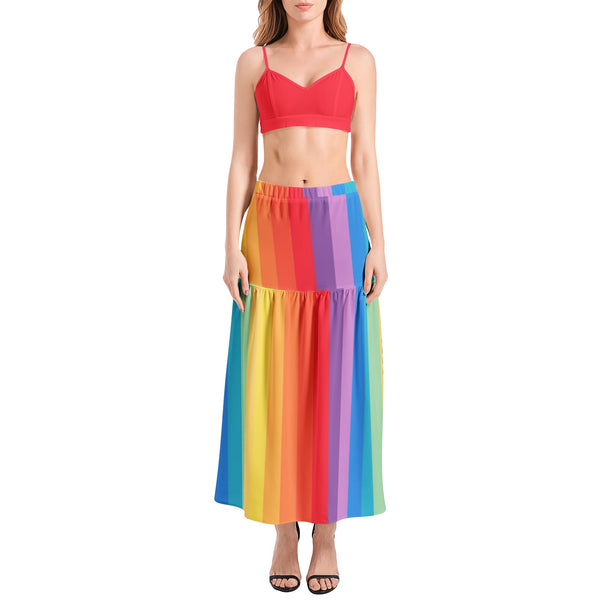 Festive Shore Bralette Top and High Slit Thigh Skirt Set - Objet D'Art