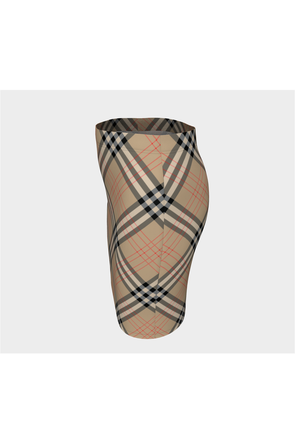 Tan Tartan Fitted Skirt - Objet D'Art