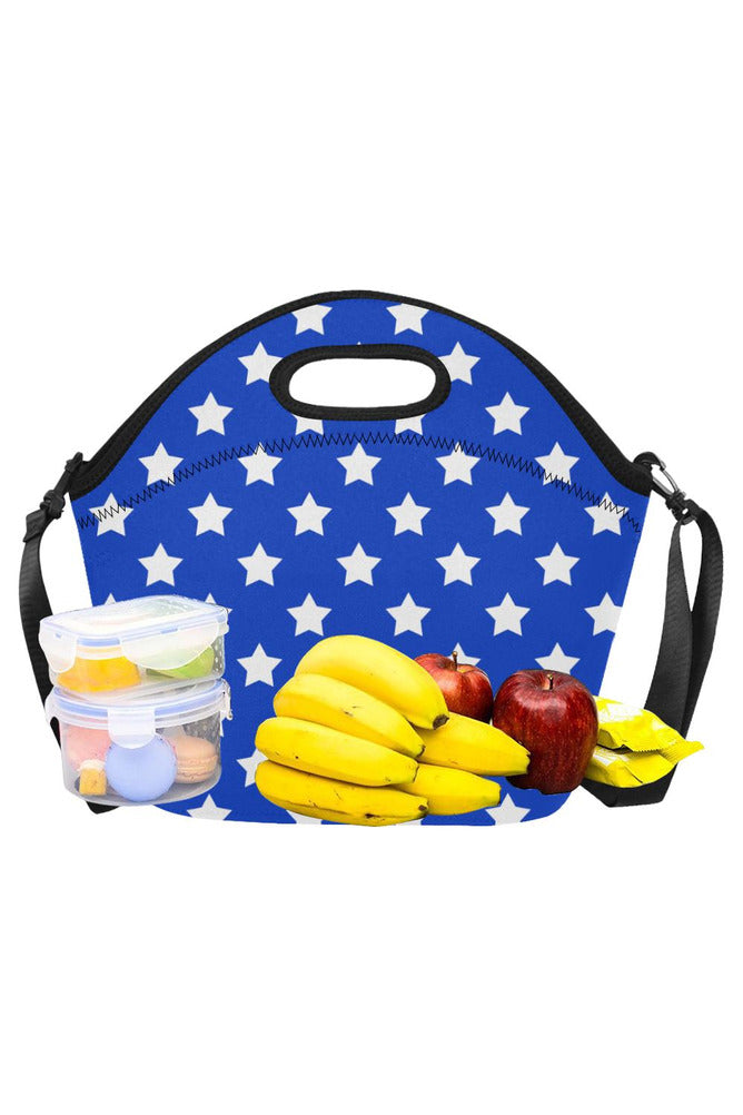 Stars On Blue Neoprene Lunch Bag/Large (Model 1669) - Objet D'Art