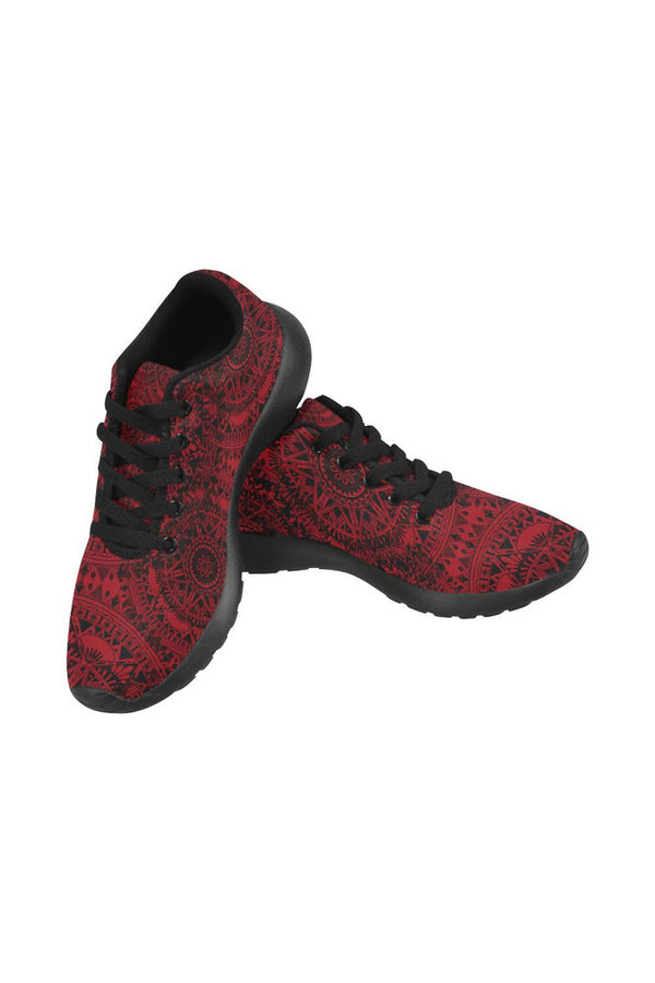 red and black mandala Women’s Running Shoes (Model 020) - Objet D'Art