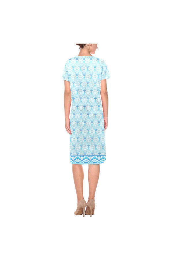 art deco aqua 100 Short Sleeves Casual Dress(Model D14) - Objet D'Art