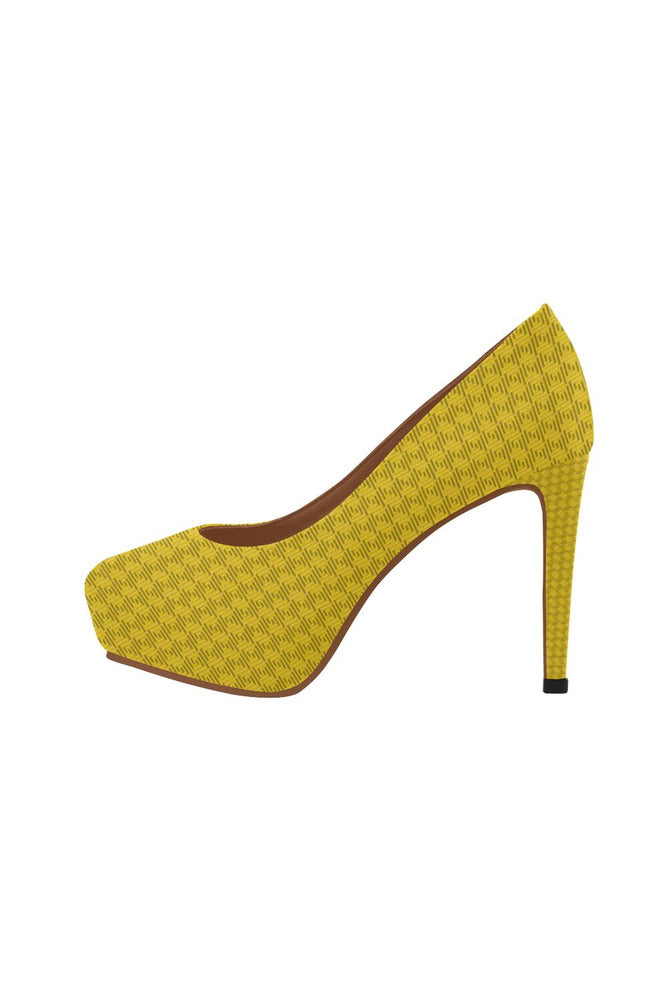 Golden Greek Key Women's High Heels - Objet D'Art Online Retail Store