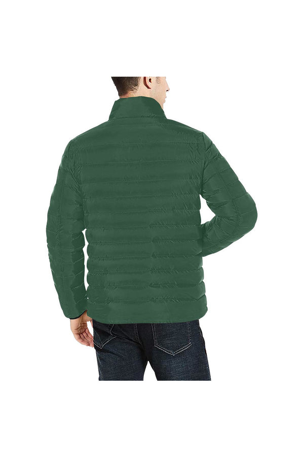 Woodland Green Men's Stand Collar Padded Jacket (Model H41) - Objet D'Art