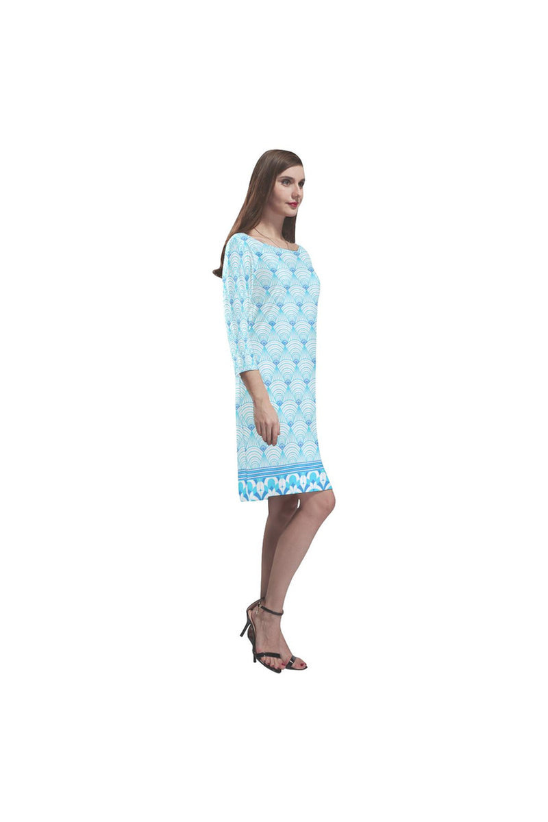 art deco aqua 100 Rhea Loose Round Neck Dress(Model D22) - Objet D'Art