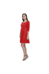 RED D20 -SLEEVE Tethys Half-Sleeve Skater Dress(Model D20) - Objet D'Art