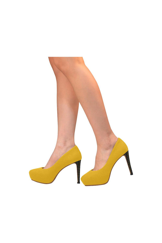 Black & Gold Tattersall Women's High Heels - Objet D'Art Online Retail Store