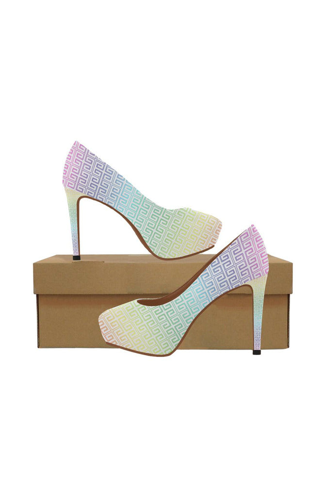 Greek Key Rainbow Women's High Heels - Objet D'Art Online Retail Store