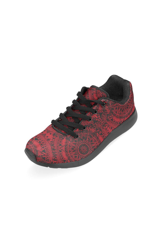 red and black mandala Women’s Running Shoes (Model 020) - Objet D'Art