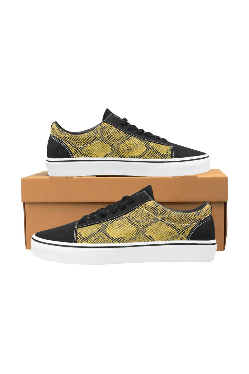 Gold Snakeskin Women's Low Top Skateboarding Shoes - Objet D'Art Online Retail Store
