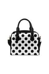 White & Black Polkadots Shoulder Handbag (Model 1634) - Objet D'Art