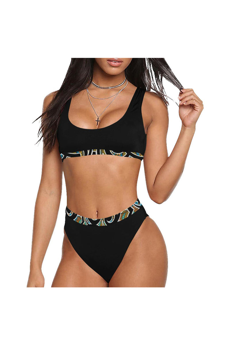 Kente Sport Top & High-Waist Bikini Swimsuit - Objet D'Art