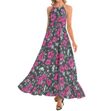 Ruffle Hem Halter Neck Maxi Dress - Objet D'Art