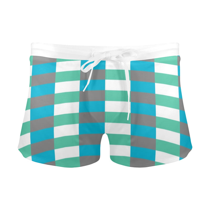 white solid print addsart Men's Swim Trunks with Zipper Pocket (Model L71) - Objet D'Art