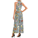 Halter Neck Buckle Belted Jumpsuit - Objet D'Art