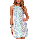 multicolored rose print 6 Eos Women's Sleeveless Dress (Model D01) - Objet D'Art