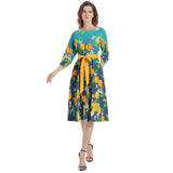 Boat Neck Belted Flared Dress - Objet D'Art