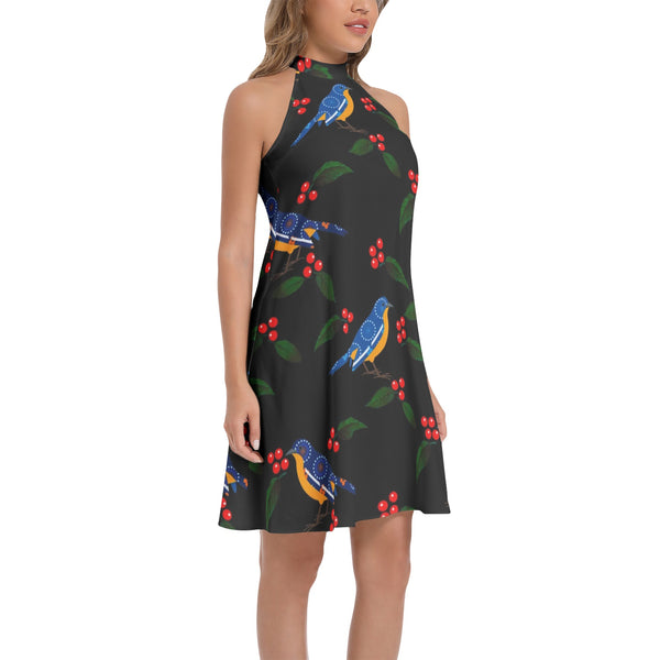 Tie Back Halter Neck Flared Dress - Objet D'Art