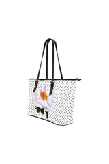 Floral Leather Tote Bag/Small (Model 1651) - Objet D'Art