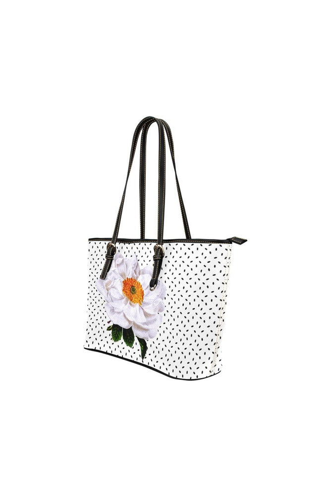 Floral Leather Tote Bag/Small (Model 1651) - Objet D'Art