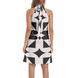 Sacred Geometry Tie Back Halter Neck Flared Dress - Objet D'Art