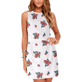 rasp dot print Eos Women's Sleeveless Dress (Model D01) - Objet D'Art