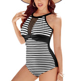 black 2 9k Women's High Neck Plunge Mesh Ruched Swimsuit (S43) - Objet D'Art