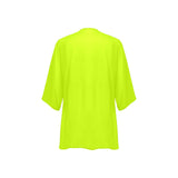 neon green print 2 Women's Kimono Chiffon Cover Up (Model H51) - Objet D'Art