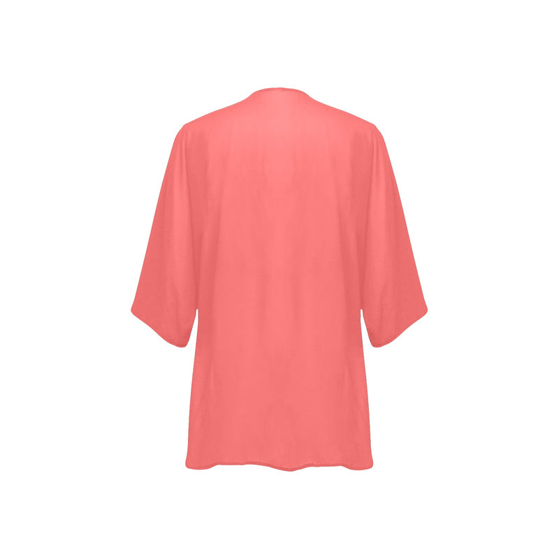 med salmon print 2 Women's Kimono Chiffon Cover Up (Model H51) - Objet D'Art