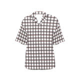 grid red gray print 2 All Over Print Hawaiian Shirt for Women (Model T58) - Objet D'Art