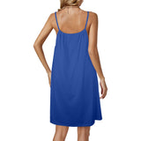 barbados blue Drawstring Neck Sleeveless Dress (Model D68) - Objet D'Art