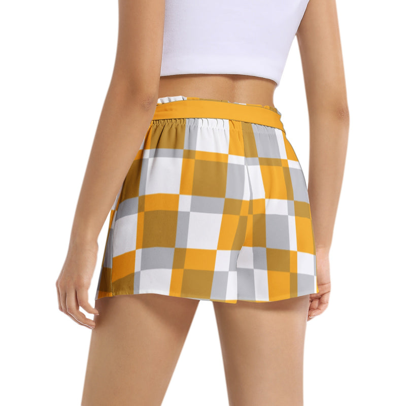 Checkered Women's Belted Short - Objet D'Art