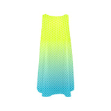 neon blue hex ombre print 4 Sleeveless A-Line Pocket Dress (Model D57) - Objet D'Art