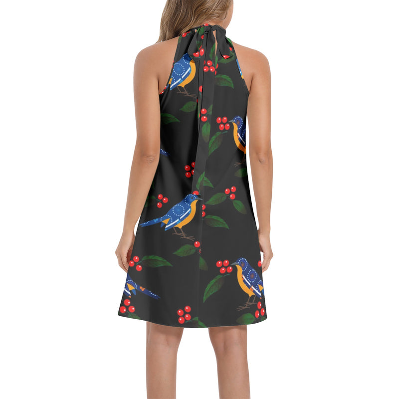 Tie Back Halter Neck Flared Dress - Objet D'Art